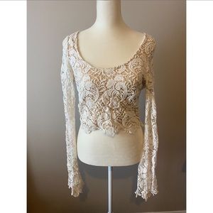 Winston white - white crochet crop top small